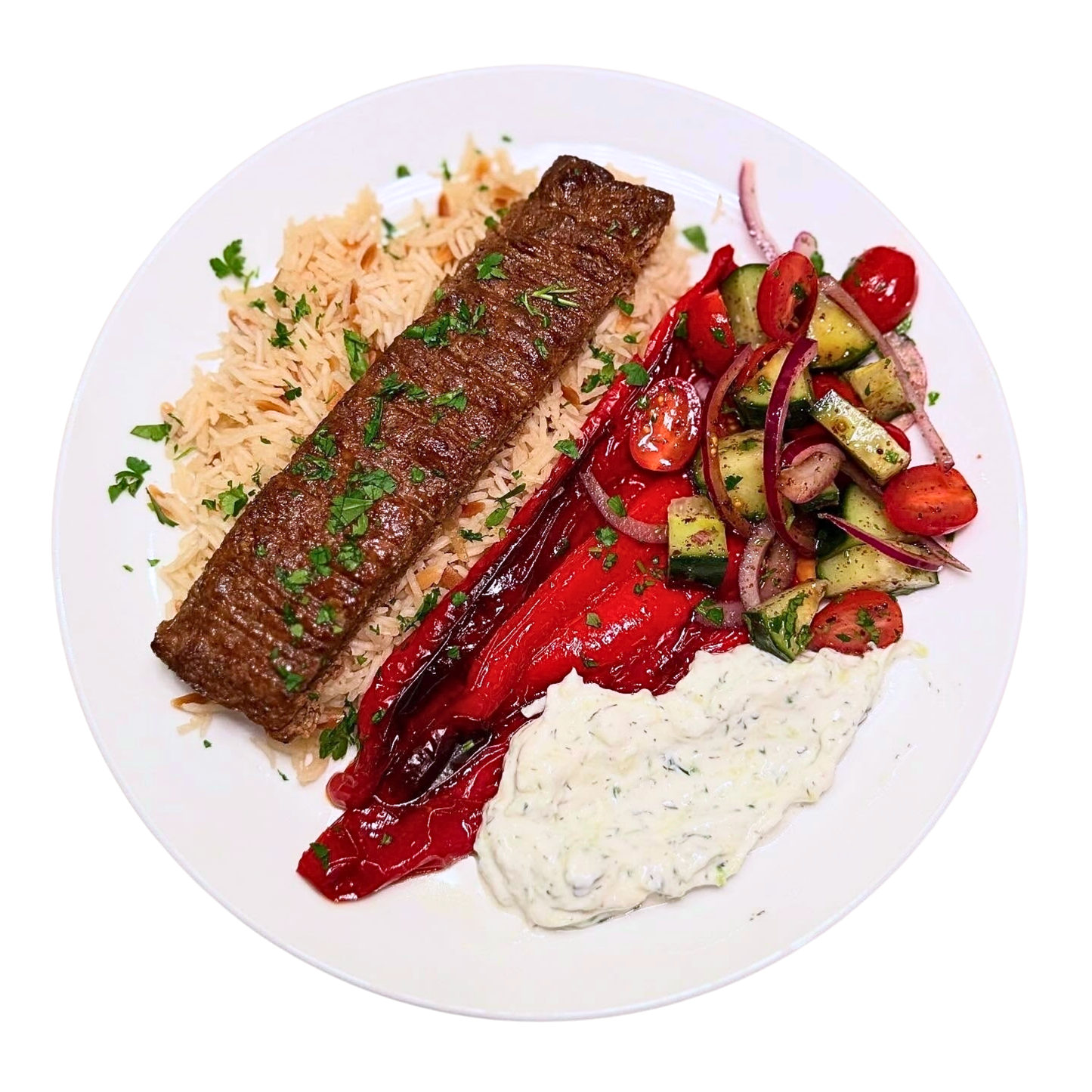 PERSIAN BEEF KOOBIDEH KEBAB PLATE