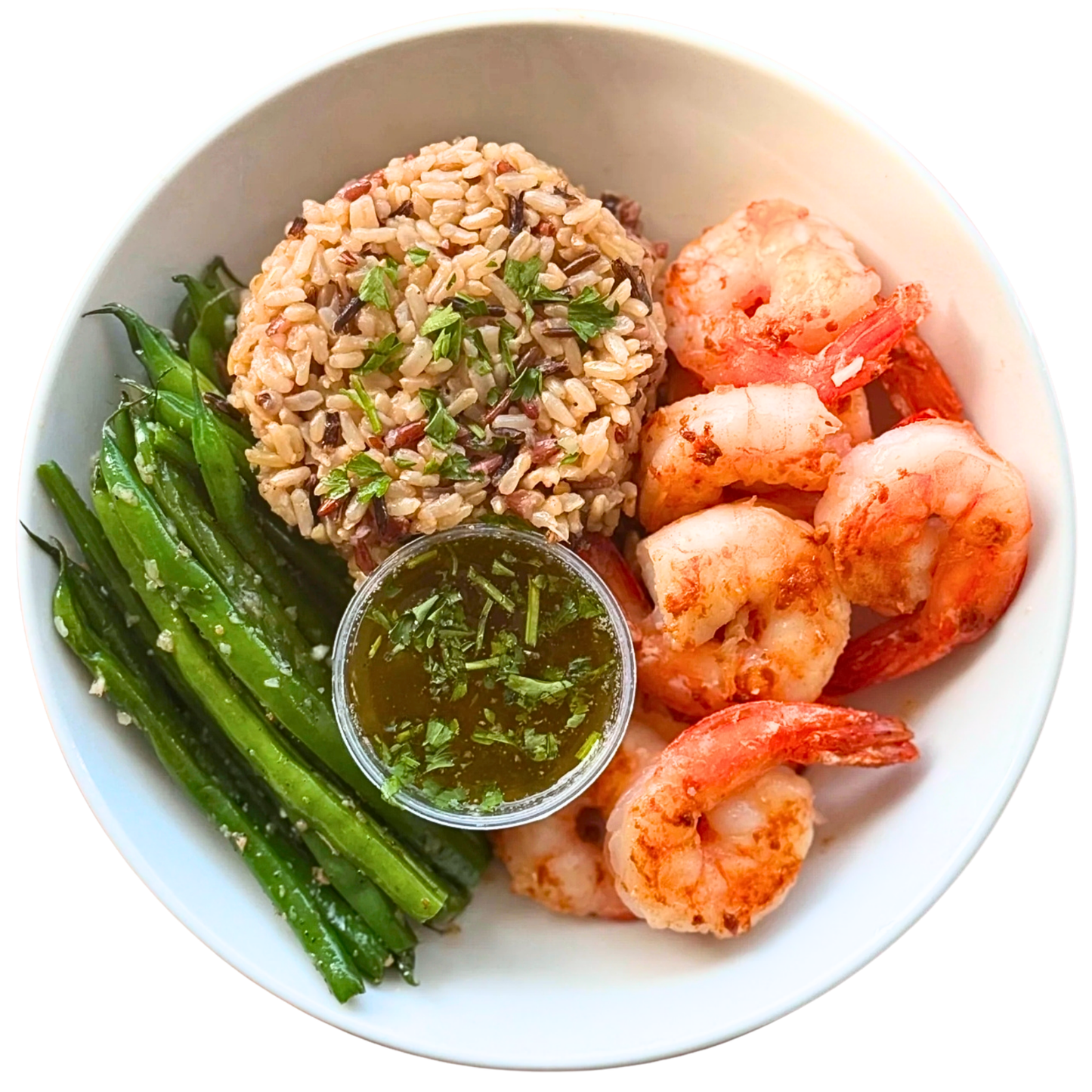 GARLIC BUTTER SHRIMP BOWL WITH BROWN RICE
